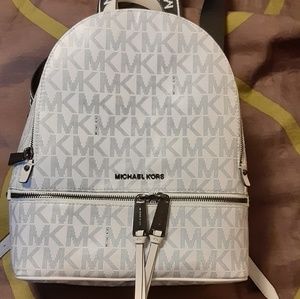 MK WHITE LOGO BACKPACK